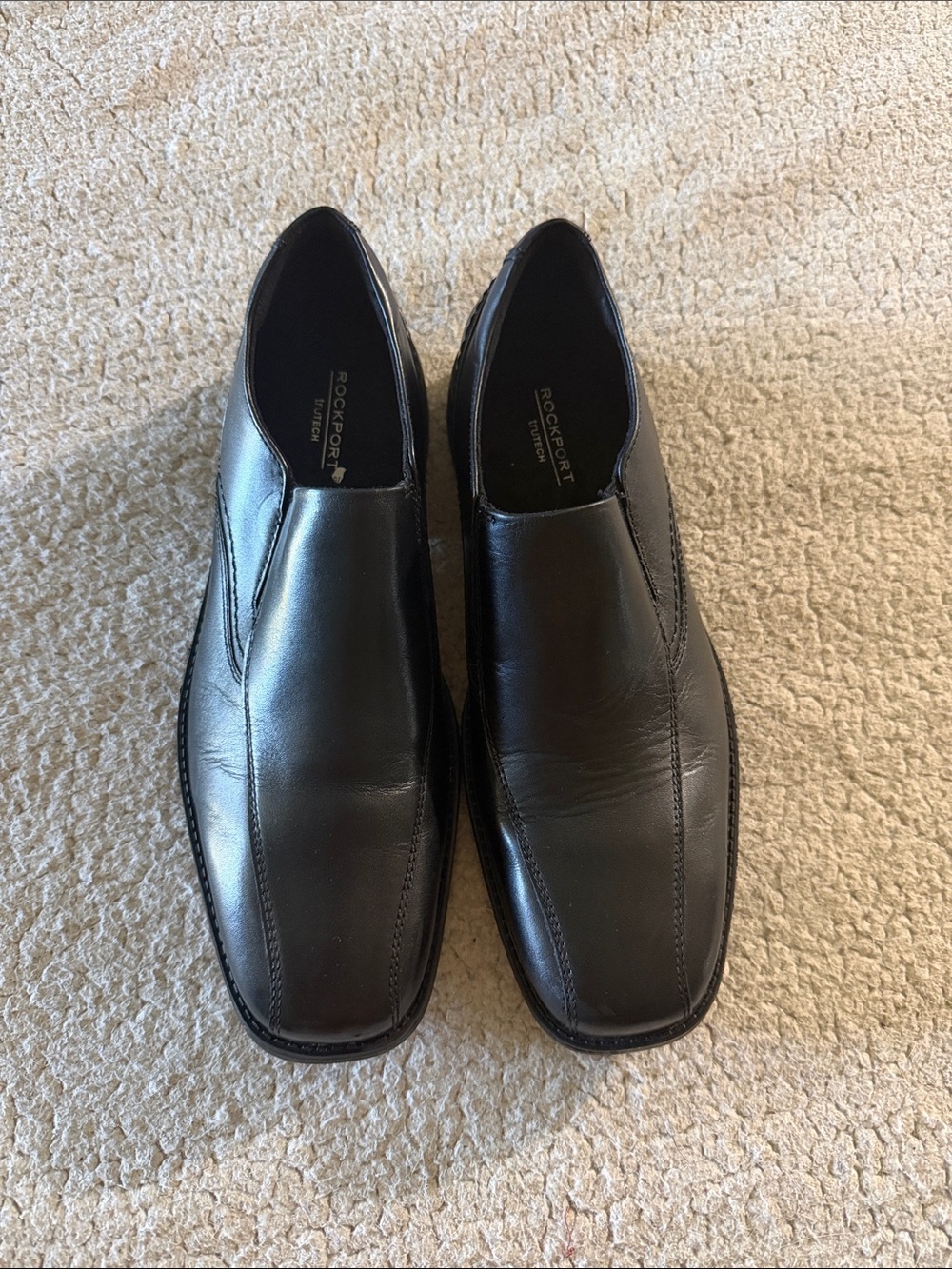 Rockport Trutech Black Leather Slip-On Loafers NWOB 10.5